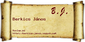 Berkics János névjegykártya